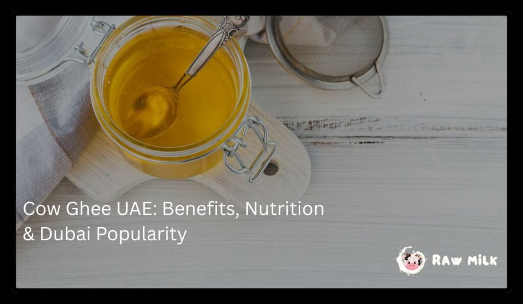 Cow ghee in a glass jar showcasing rich golden texture, popular in UAE households